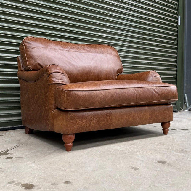 Charles Loveseat Snuggler in Cuba Tan Leather - Ex Display