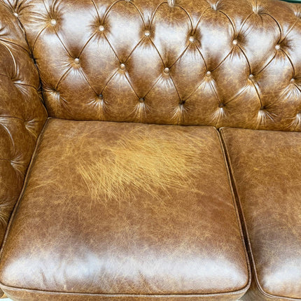 Bertie Chesterfield in Leather 2 Seater Sofa Cuba Tan Leather - Ex Display