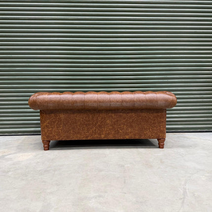 Bertie Chesterfield in Leather 2 Seater Sofa Cuba Tan Leather - Ex Display