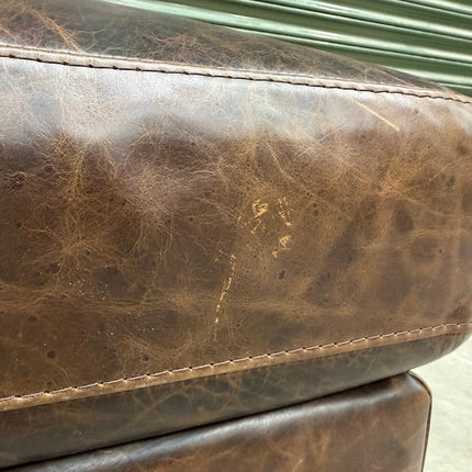 Benji in Leather Footstool / Chocolate Leather - Ex Display