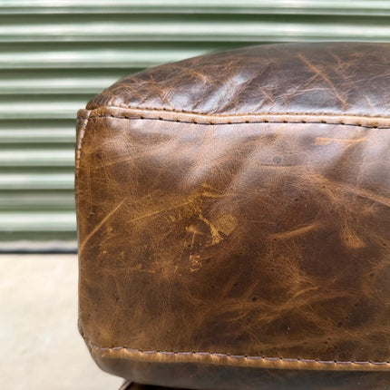 Benji in Leather Footstool / Chocolate Leather - Ex Display