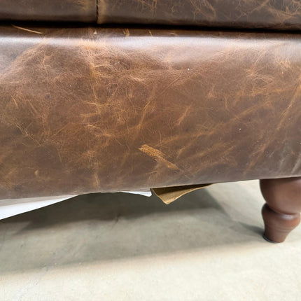 Benji in Leather Footstool / Chocolate Leather - Ex Display