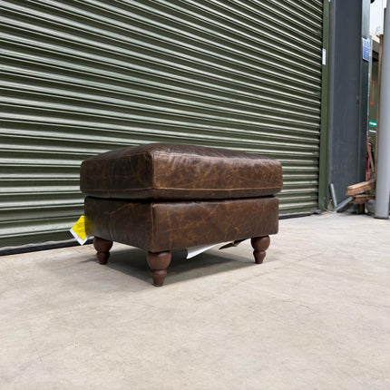 Benji in Leather Footstool / Chocolate Leather - Ex Display