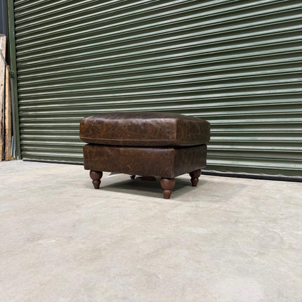 Benji in Leather Footstool / Chocolate Leather - Ex Display