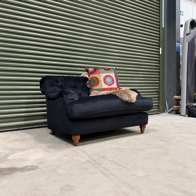 Eaton Chesterfield 2 Seater Sofa in Plush Ebony Velvet - Ex-Display