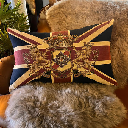 Cushion Union Jack Crest Bolster Feather Filled (65cm x 45cm)