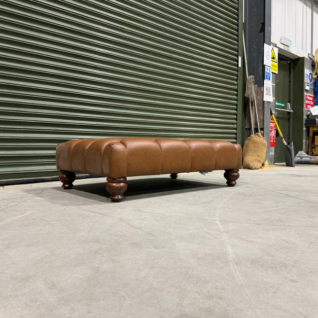 Bertie Footstool in Cognac Leather - Ex Display