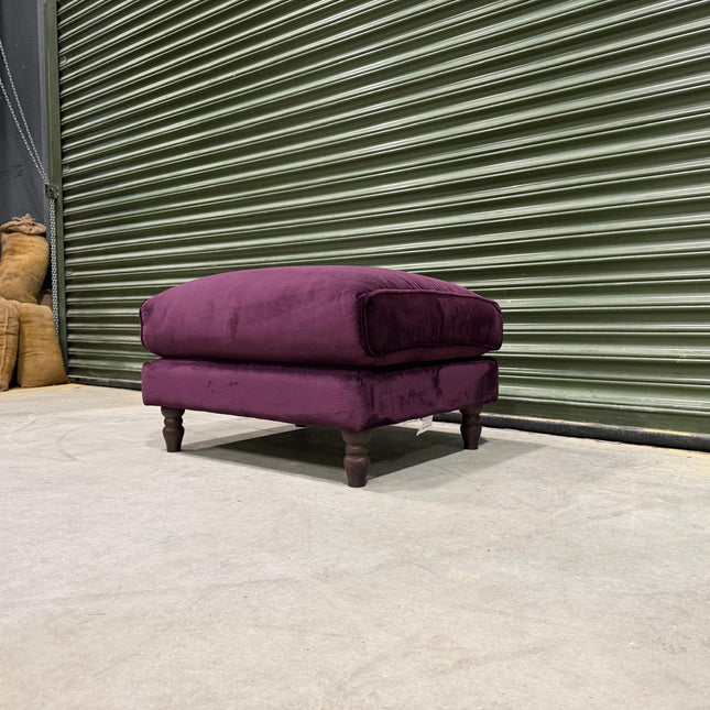 Dopamine Footstool in Opulence Plum Purple Velvet - Ex Display