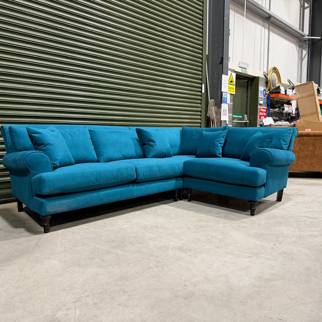 Hartington 2 Corner 1 Sofa in Blue Velvet - Ex Display