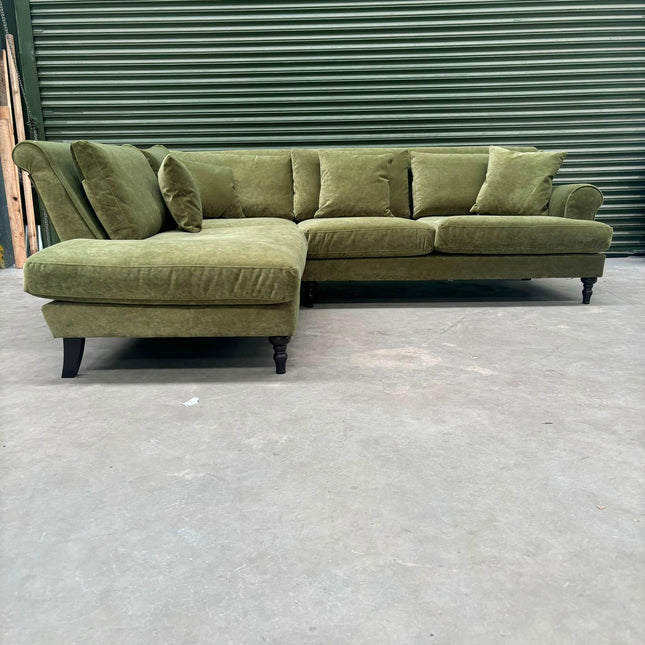 Hartington Left Hand Facing Chaise in Richmond Leaf Velvet- Ex Display