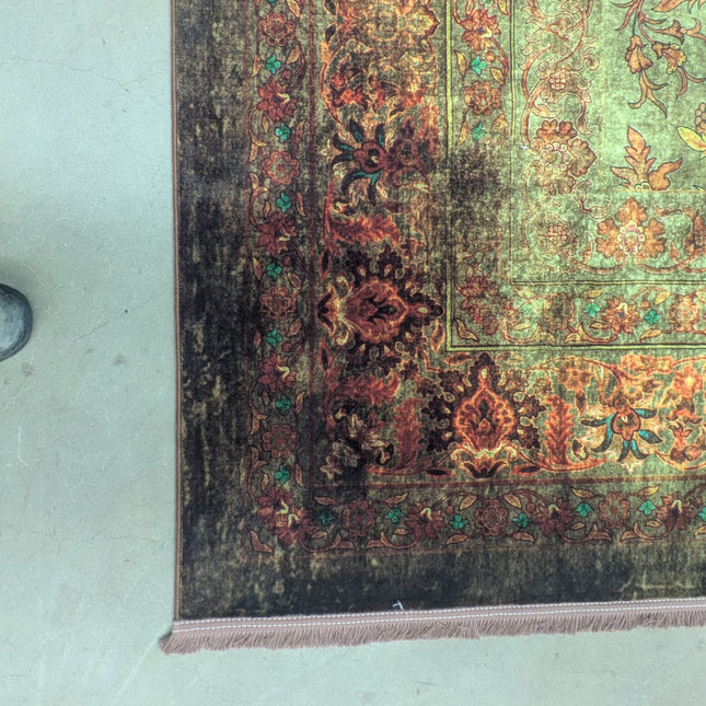 Large Rug Distressed Moss Green - Ex Display