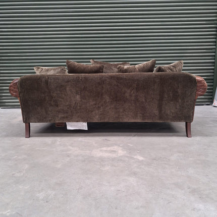 Theodore 4 Seater Sofa in Saddle Tan & Derwent Olive Velvet- Ex Display