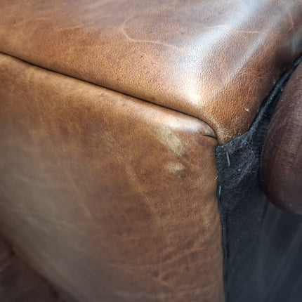Theodore 4 Seater Sofa in Saddle Tan & Derwent Olive Velvet- Ex Display