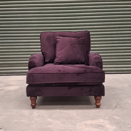 Albert Armchair in Plush Plum Velvet - Clearance