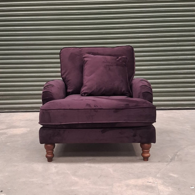 Albert Armchair in Plush Plum Velvet - Clearance