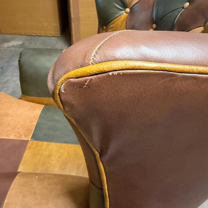 Chesterfield Wing Back in Patchwork Leather - Factory Seconds