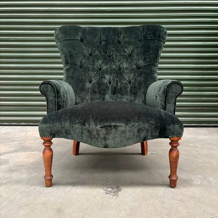 Selfridges Buttoned Wing Back Chair in Sunshine Emerald & Celestial Gilded - Ex Display