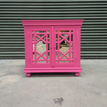 Hot Pink Mirrored Cabinet - The Pink Duchess - Ex Display