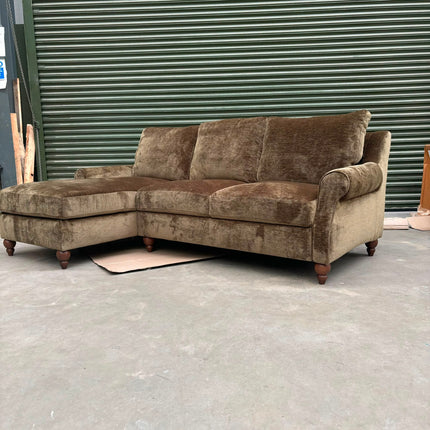 Benji Left Hand Facing Chaise in Derwent Olive Velvet- Clearance