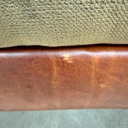 Theodore 3 Seater in Saddle Tan Leather and Derwent Olive Velvet- Ex Display