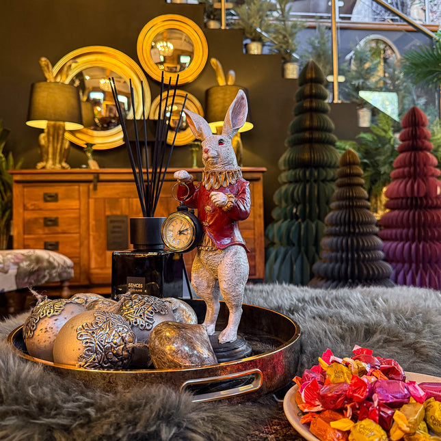 White Rabbit Standing Figure - Red