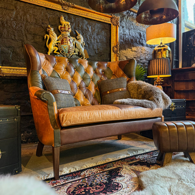 Whitmore Chesterfield 2 Seater Sofa in Patchwork Leather - Factory Seconds