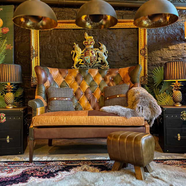 Whitmore Chesterfield 2 Seater Sofa in Patchwork Leather - Factory Seconds