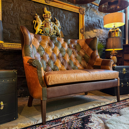 Whitmore Chesterfield 2 Seater Sofa in Patchwork Leather - Factory Seconds