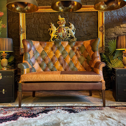 Whitmore Chesterfield 2 Seater Sofa in Patchwork Leather - Factory Seconds