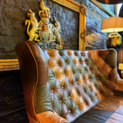 Whitmore Chesterfield 2 Seater Sofa in Patchwork Leather - Factory Seconds
