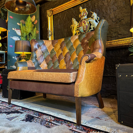 Whitmore Chesterfield 2 Seater Sofa in Patchwork Leather - Factory Seconds