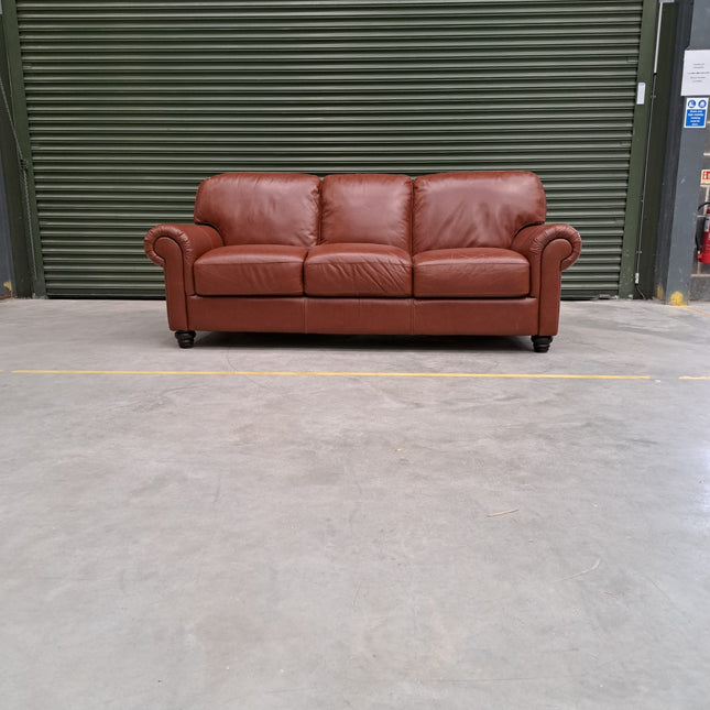 William 3 Seater Sofa in Congnac Leather- Clearance