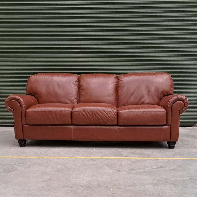 William 3 Seater Sofa in Congnac Leather- Clearance