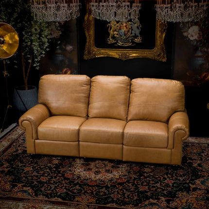 William 3 Seater Recliner Sofa in Aniline Brown Leather