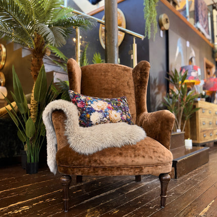 Winston Wingback Accent Chair in Bronze Sunshine Velvet
