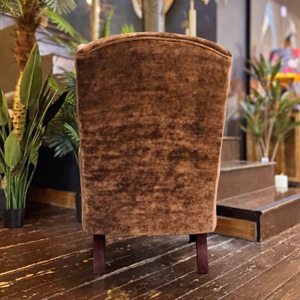 Winston Wingback Accent Chair in Bronze Sunshine Velvet