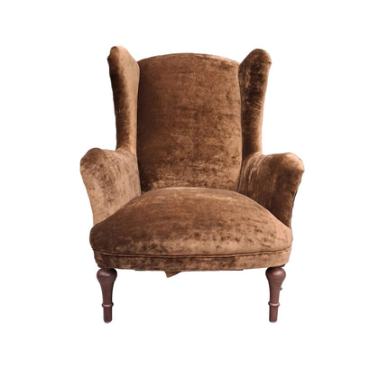 Winston Wingback Accent Chair in Bronze Sunshine Velvet