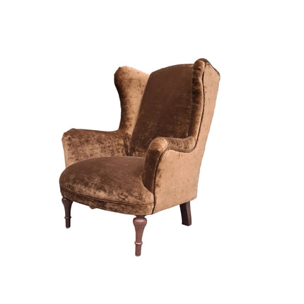 Winston Wingback Accent Chair in Bronze Sunshine Velvet