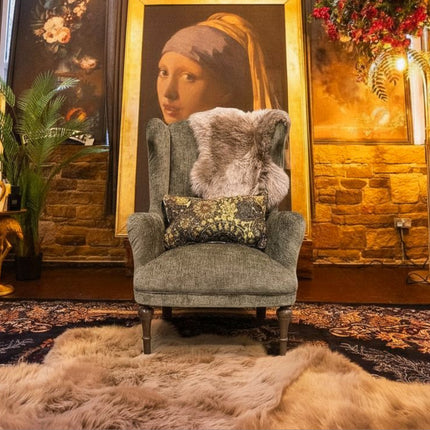 Winston Wingback Accent Chair in Eddy Khaki Velvet