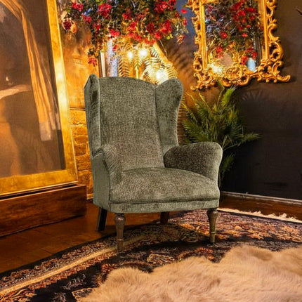Winston Wingback Accent Chair in Eddy Khaki Velvet