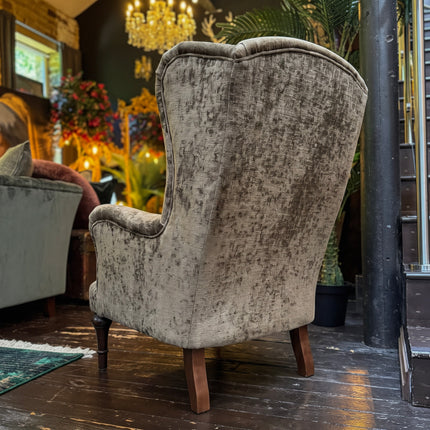 Winston Wingback Accent Chair in Eddy Khaki Velvet