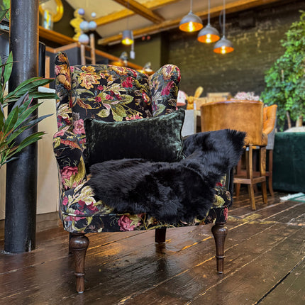 Winston Wingback Accent Chair in Hepworth Midnight Floral
