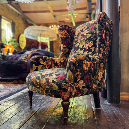 Winston Wingback Accent Chair in Hepworth Midnight Floral