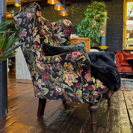 Winston Wingback Accent Chair in Hepworth Midnight Floral