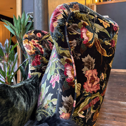Winston Wingback Accent Chair in Hepworth Midnight Floral