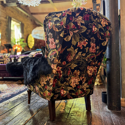 Winston Wingback Accent Chair in Hepworth Midnight Floral