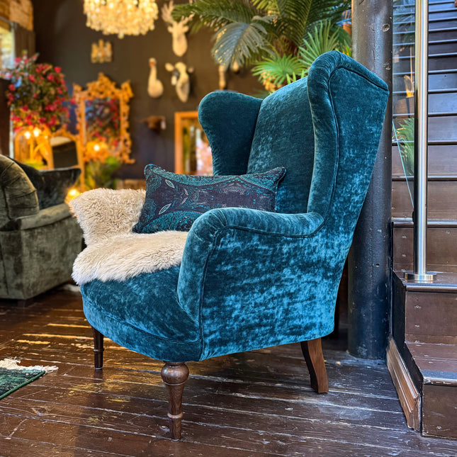 Winston Wingback Accent Chair in Sunshine Velvet - New