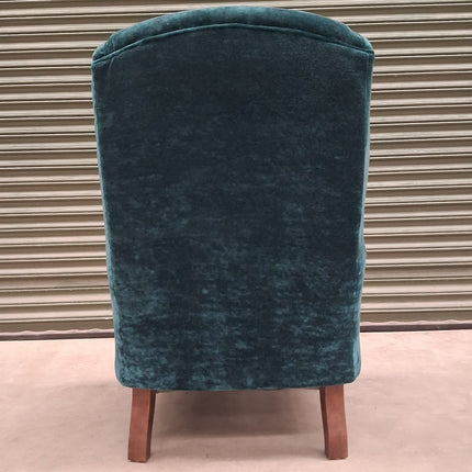 Winston Wingback Accent Chair in Sunshine Turquoise Velvet - Ex Display