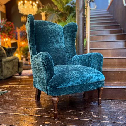 Winston Wingback Accent Chair in Sunshine Velvet - New