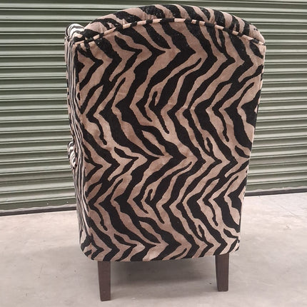 Winston Wingback in Zebra Cream Animal Velvet - Factory Seconds
